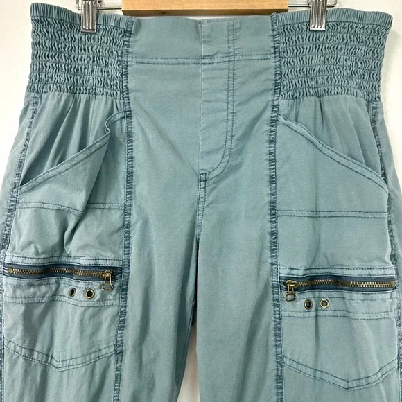 XCVI WEARABLES Acker Slim Pants Poplin Pull On Cargo Teal Women's S Utility Boho - Picture 2 of 7